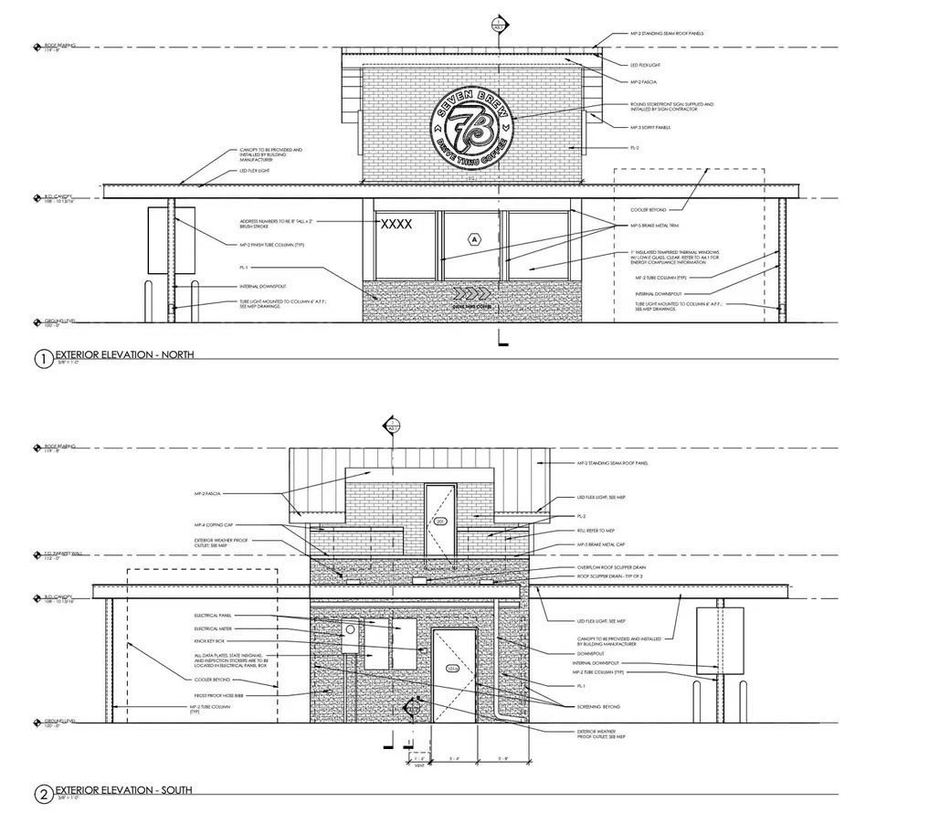 Exterior elevation technical drawings